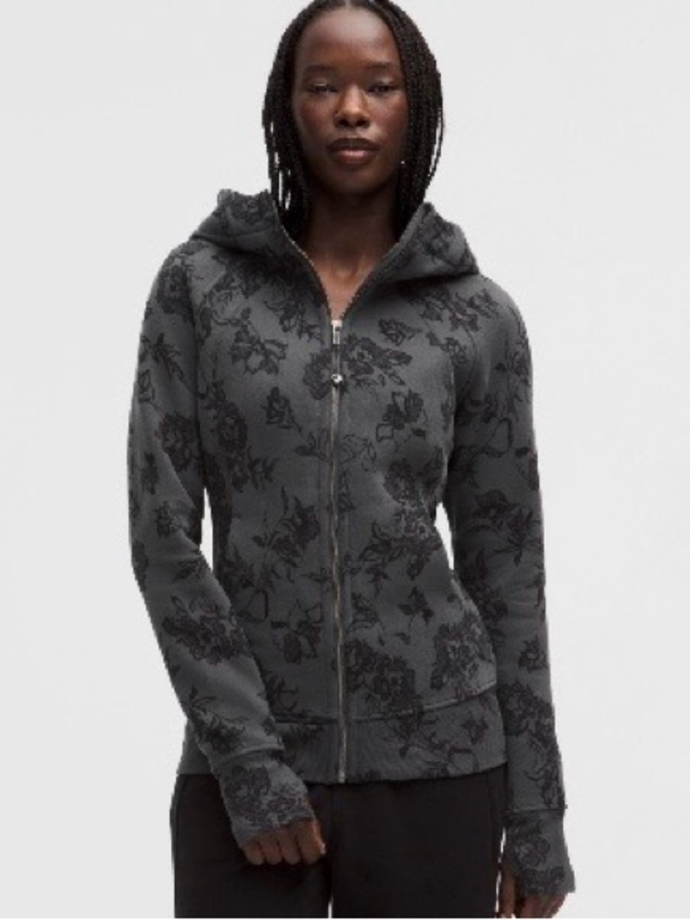 lululemon athletica Charcoal Floral Zip Hoodie - Women's